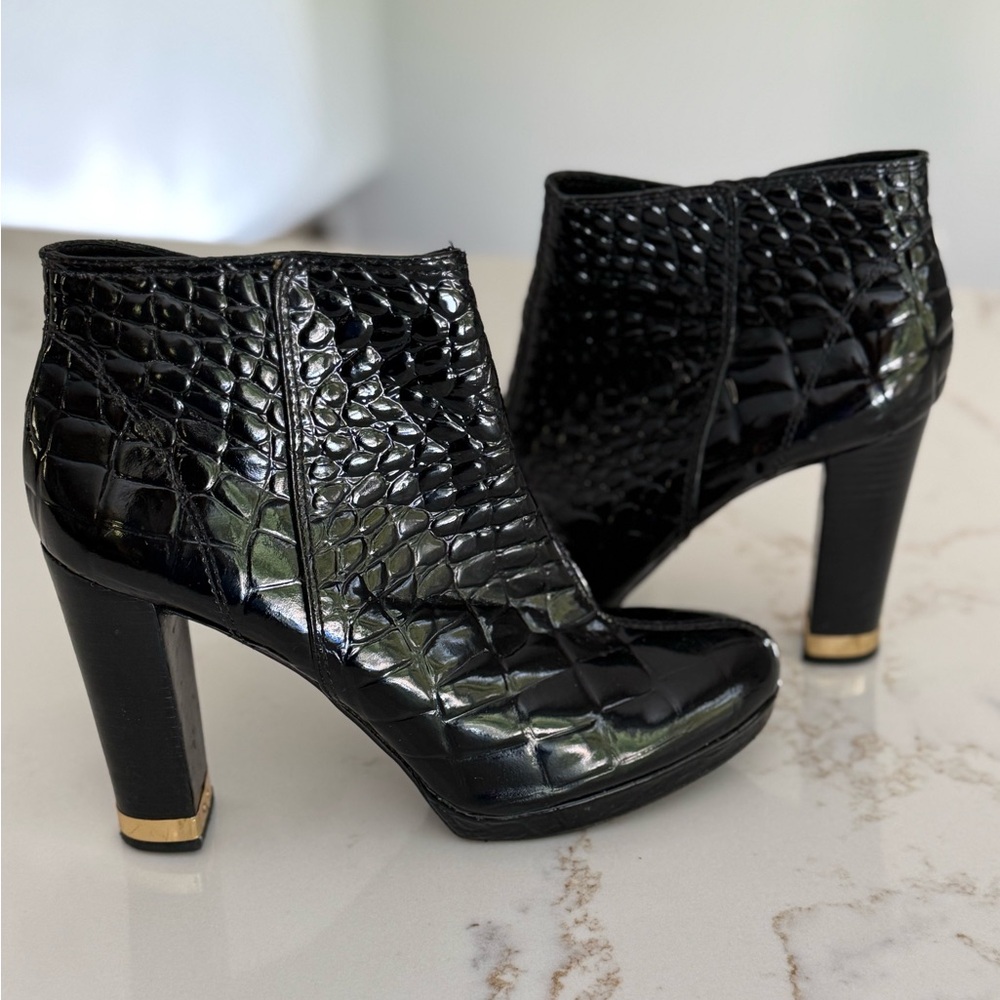 Tory Burch Black Textured Ankle Boots